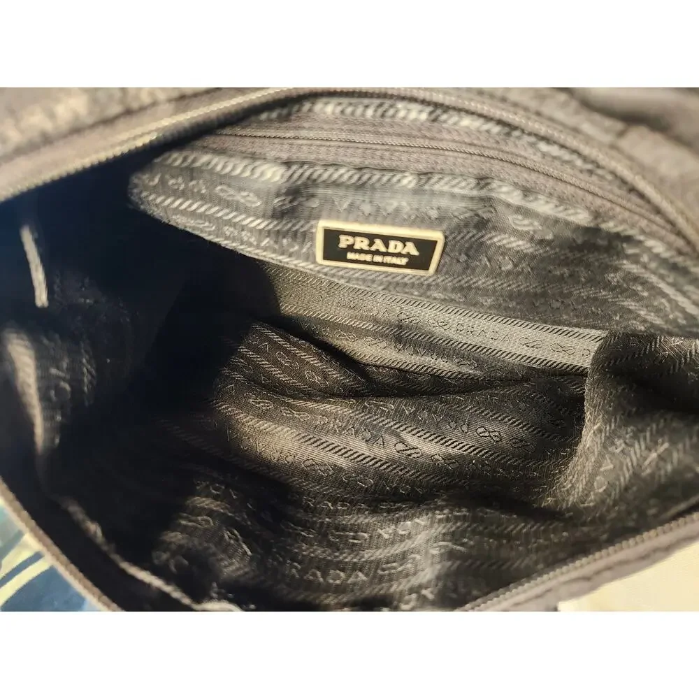 Prada Black Nylon Tote Bag Leather Handles Made in Italy Authenticity Card - Picture 11 of 15